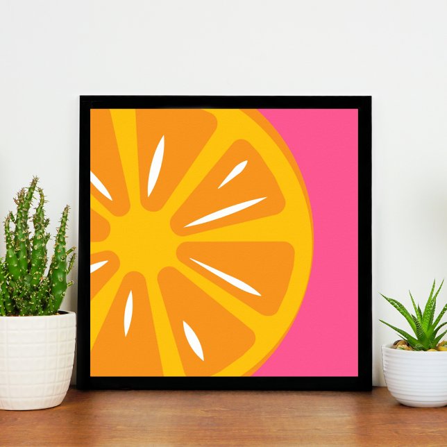 Orange Simple Hot Pink Modern Fruit Art Print (Creator Uploaded)