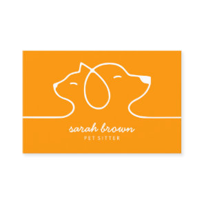 Orange Simple Line Logo Cat Dog Pet Business Card