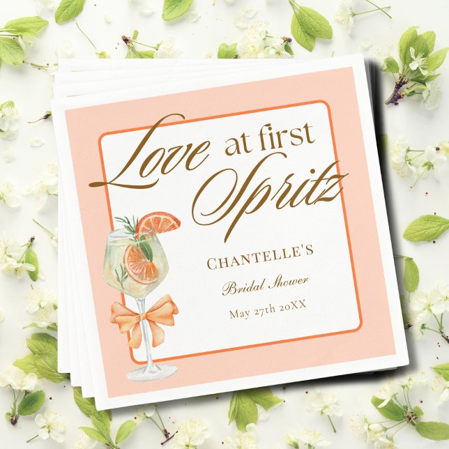 Orange Simple Love At First Spritz Bridal Shower  Napkins (Creator Uploaded)