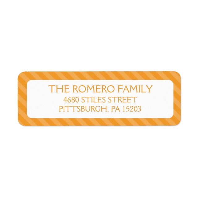 Orange Simple Stripes Custom Personalized Label (Front)