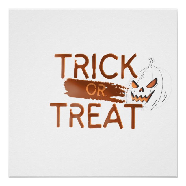 Orange Simple Trick or Threat Glossy Poster (Front)