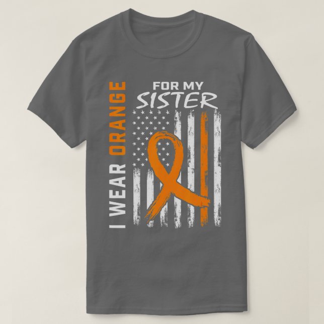 Orange Sister Leukemia Awareness Flag Brother Sibl T-Shirt (Design Front)