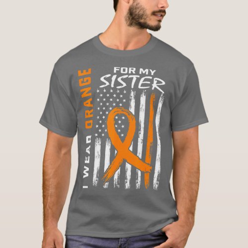 Orange Sister Leukemia Awareness Flag Brother Sibl T_Shirt
