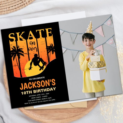 Orange Skateboard Birthday Invitations photo