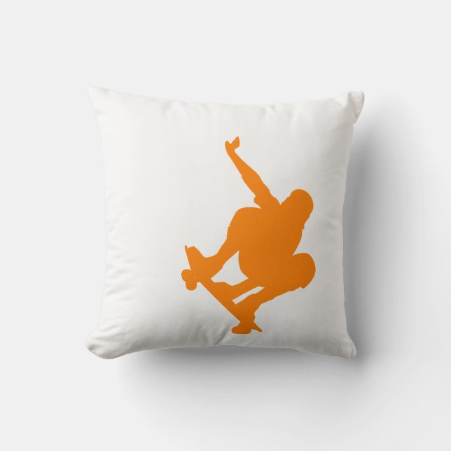 Orange Skater; Skateboard Throw Pillow (Front)
