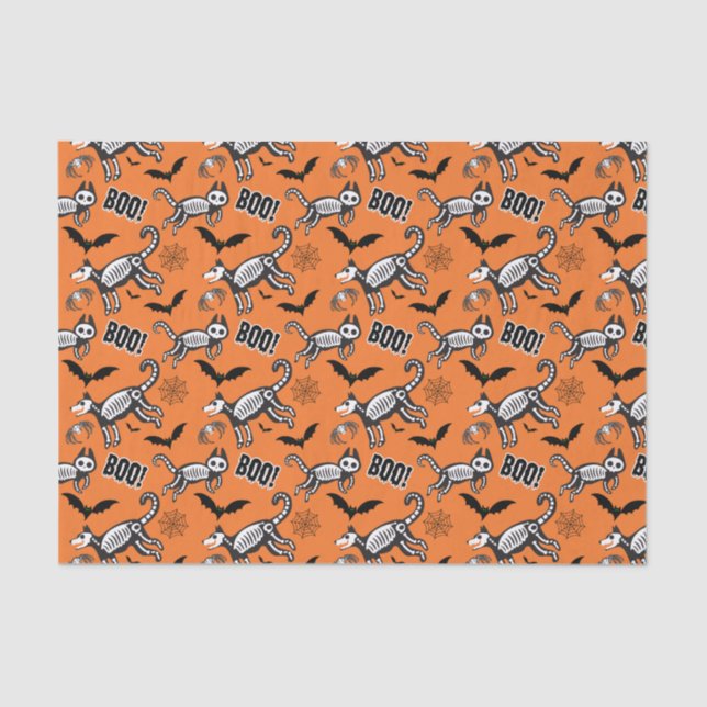 Orange Skeleton Animals Tissue Paper (Front)