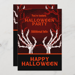 Orange Skeleton Hands Invitation