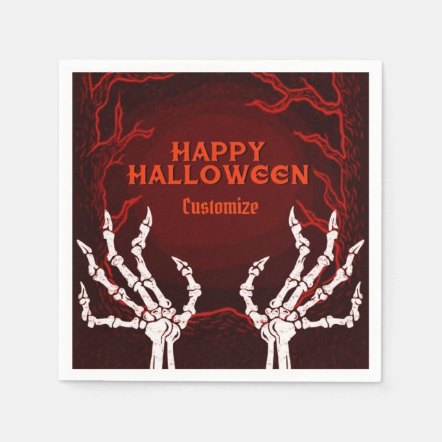 Orange Skeleton Hands Napkins (Front)