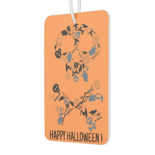 Orange Skull and Crossbones bats ghosts Air Freshener