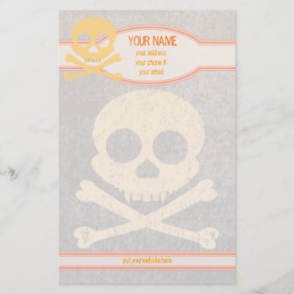 Orange Skull Distressed Personalized Stationery