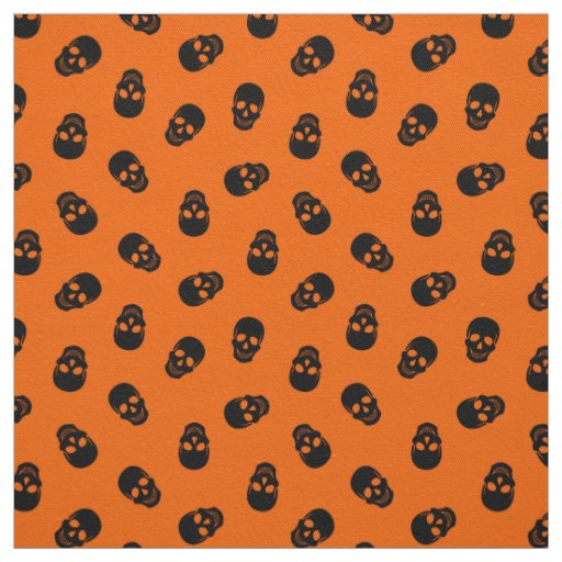 Orange Skull Happy Halloween Modern Fabric