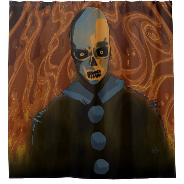 Orange Skull Shower Curtain (Front)