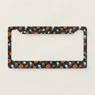 Orange Skulls and Sunflower Series Design 11 License Plate Frame