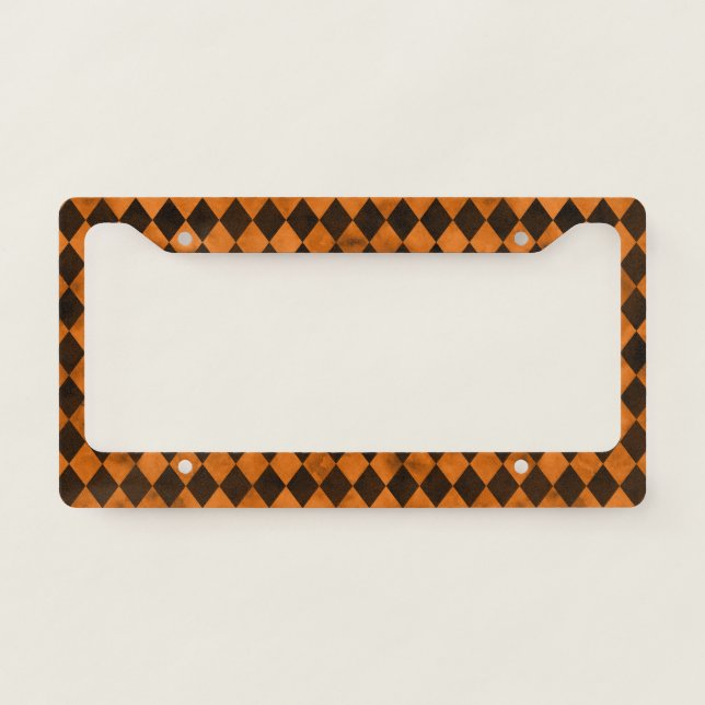 Orange Skulls and Sunflower Series Design 12  License Plate Frame (Front)