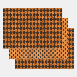 Orange Skulls and Sunflower Series Design 12 Wrapping Paper Sheets