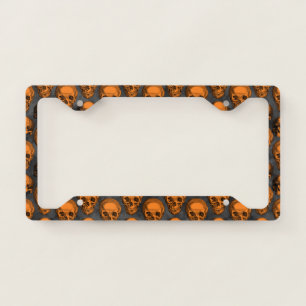 Orange Skulls and Sunflower Series Design 3  License Plate Frame