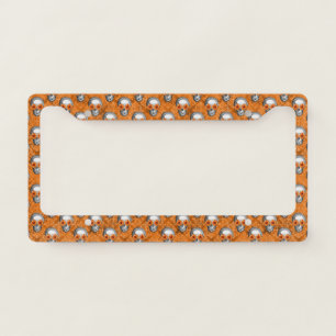 Orange Skulls and Sunflower Series Design 7 License Plate Frame