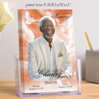 Orange Sky Funeral Program Orange Sky Obituary Brochure