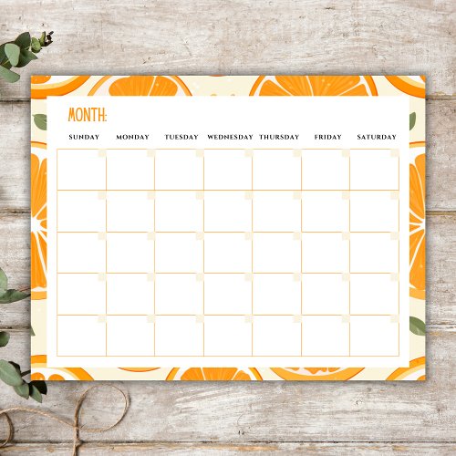 Orange Slice Border Undated Monthly Planner Notepad
