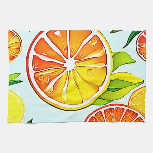 Orange Slice: Citrus Art Kitchen Towel (Horizontal)