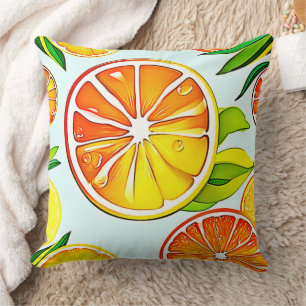 Orange Slice: Citrus Art Throw Pillow