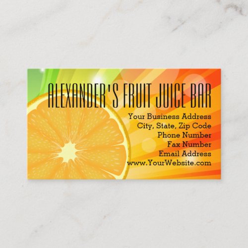 Orange Slice Citrus Fruit Health Juice Smoothie Business Card