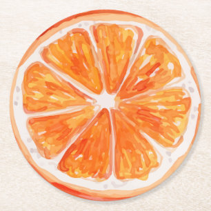 Orange slice Citrus theme Bridal Shower  Round Paper Coaster