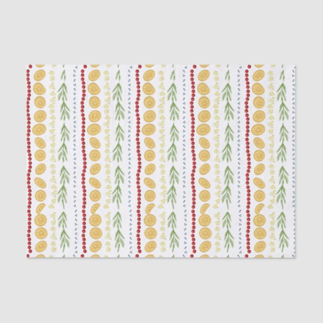 Orange Slice Cranberry Christmas Tree Trimmings Tissue Paper (Front)