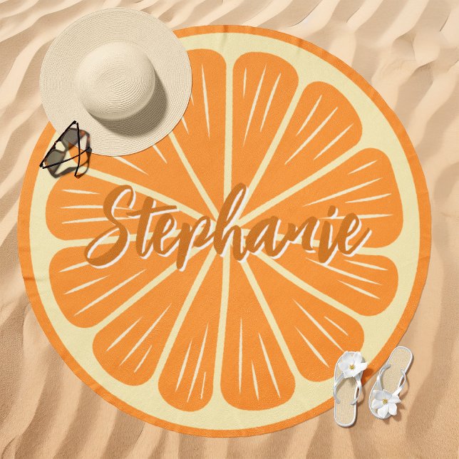 Orange Slice Custom Name Beach Towel (Creator Uploaded)