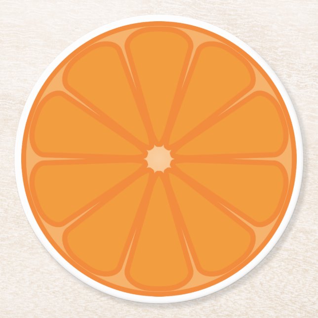 Orange Slice Fruity Design Round Paper Coaster (Front)