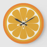 Orange Slice Large Clock at Zazzle