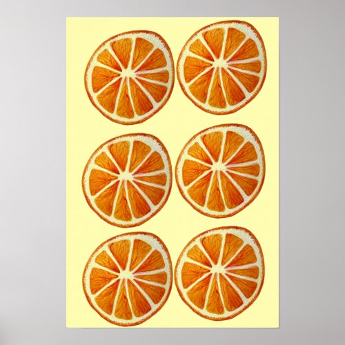 Orange slice macro fruit pop art poster