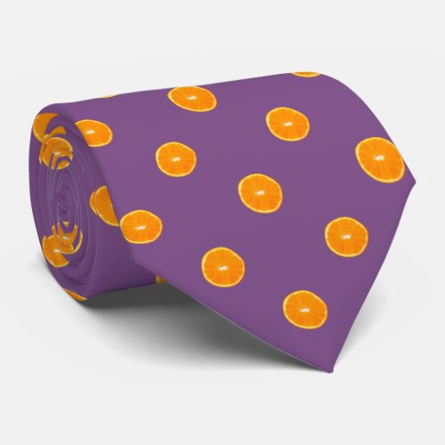 Orange Slice on Purple Background Tie