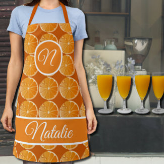 Orange slice pattern - monogrammed   Apron