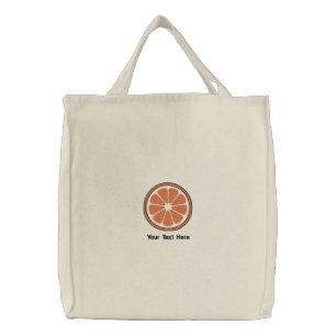 Orange slice personalized embroidered tote bag