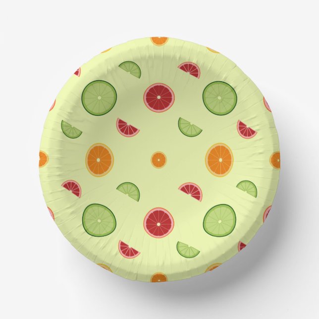 Orange Slice Seamless Pattern Paper Bowls (Front)
