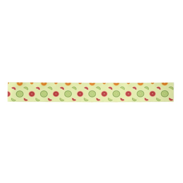 Orange Slice Seamless Pattern Satin Ribbon (Front)