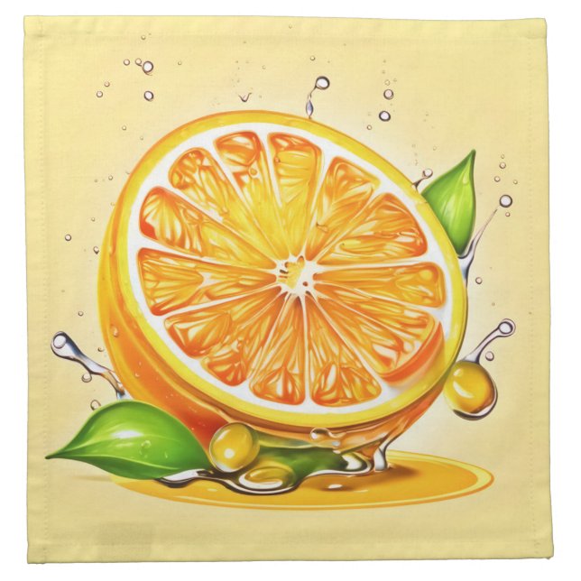 Orange Slice Splash Cloth Napkin (Front)
