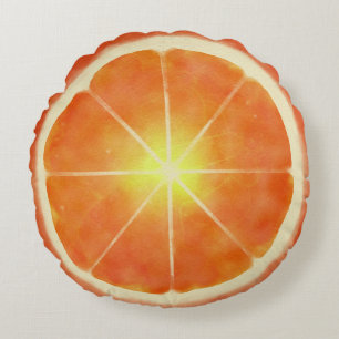 Orange Slice (Watercolor) Round Pillow