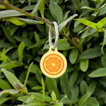 Orange Slice With Name & Number Pet ID Tag<br><div class="desc">Cool cartoon illustration mimicking the look of a freshly cut delicious orange fruit. The background color is light yellow. On the other side there are personalizable text areas for the name of the pet and for a phone number.</div>