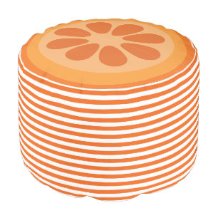Orange Slice with Stripes Pouf
