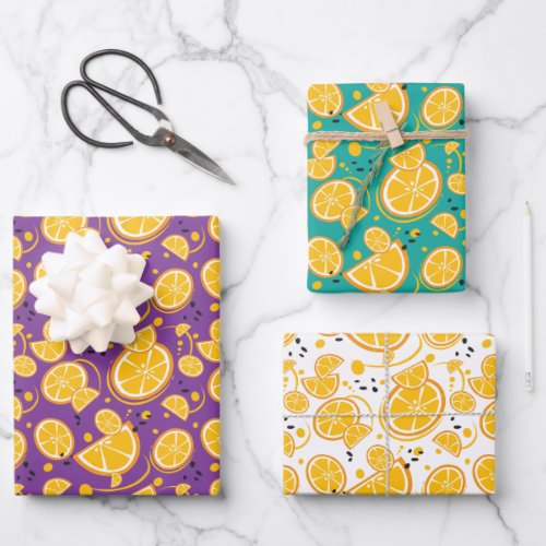 Orange Slices Citrus Sweet Fruit Design Pattern Wrapping Paper Sheets