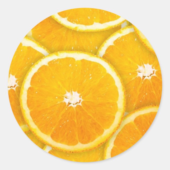 Orange slices classic round sticker (Front)