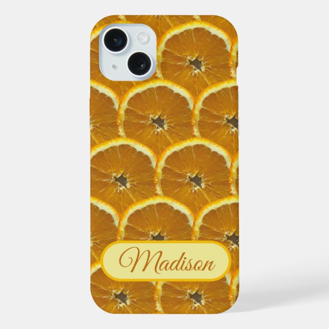 Orange slices fresh fruit pattern custom name iphone case (Back)