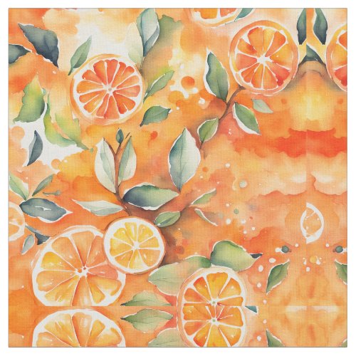 Orange Slices Fresh Watercolor Citrus Design Fabric