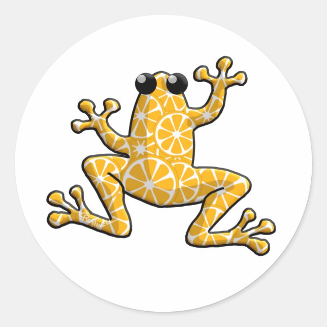 Orange Slices Frog Classic Round Sticker (Front)