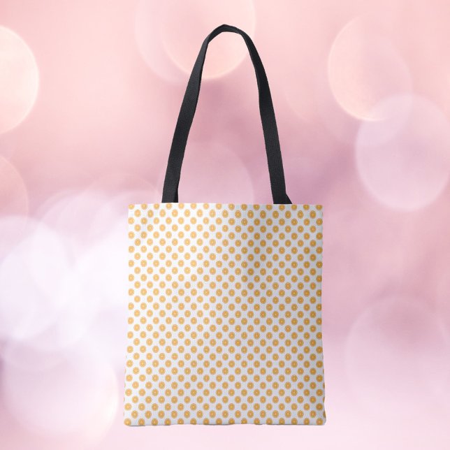 Orange Slices Fruit Pattern Tote Bag (An all over print tote bag with a pattern of orange slices.)