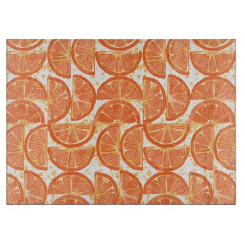 Orange Slices Glass Cutting Board