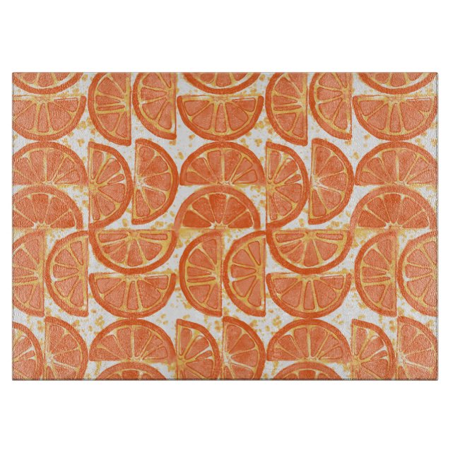 Orange Slices Glass Cutting Board (Front)