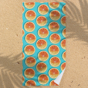 Orange Slices on Blue Beach Towel